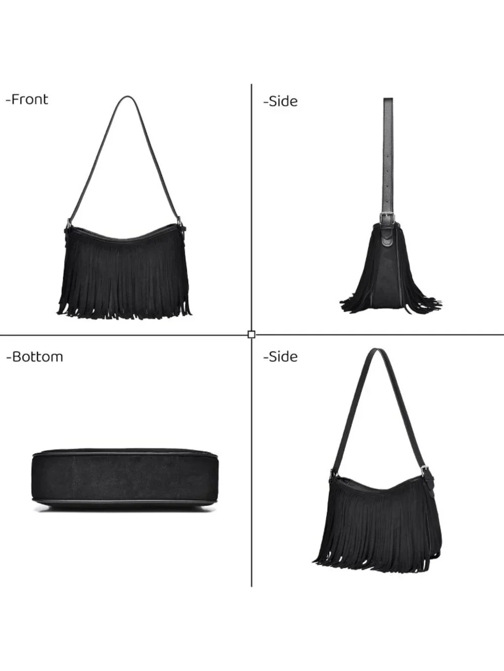 Women's Black Imported Underarm Suede Western Classy Stylish Trendy Hobo Bag